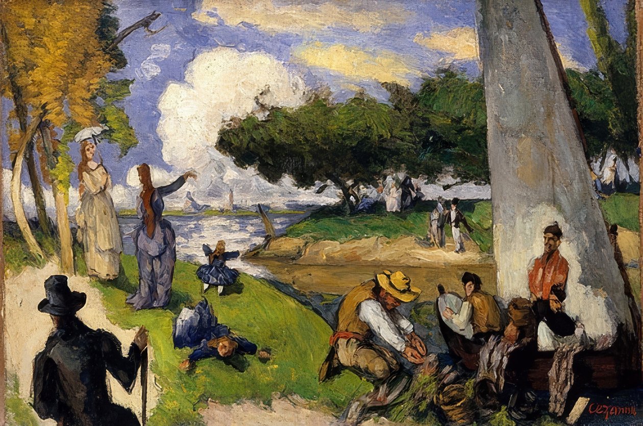 De vissers (fantastische scène) door Paul Cézanne
