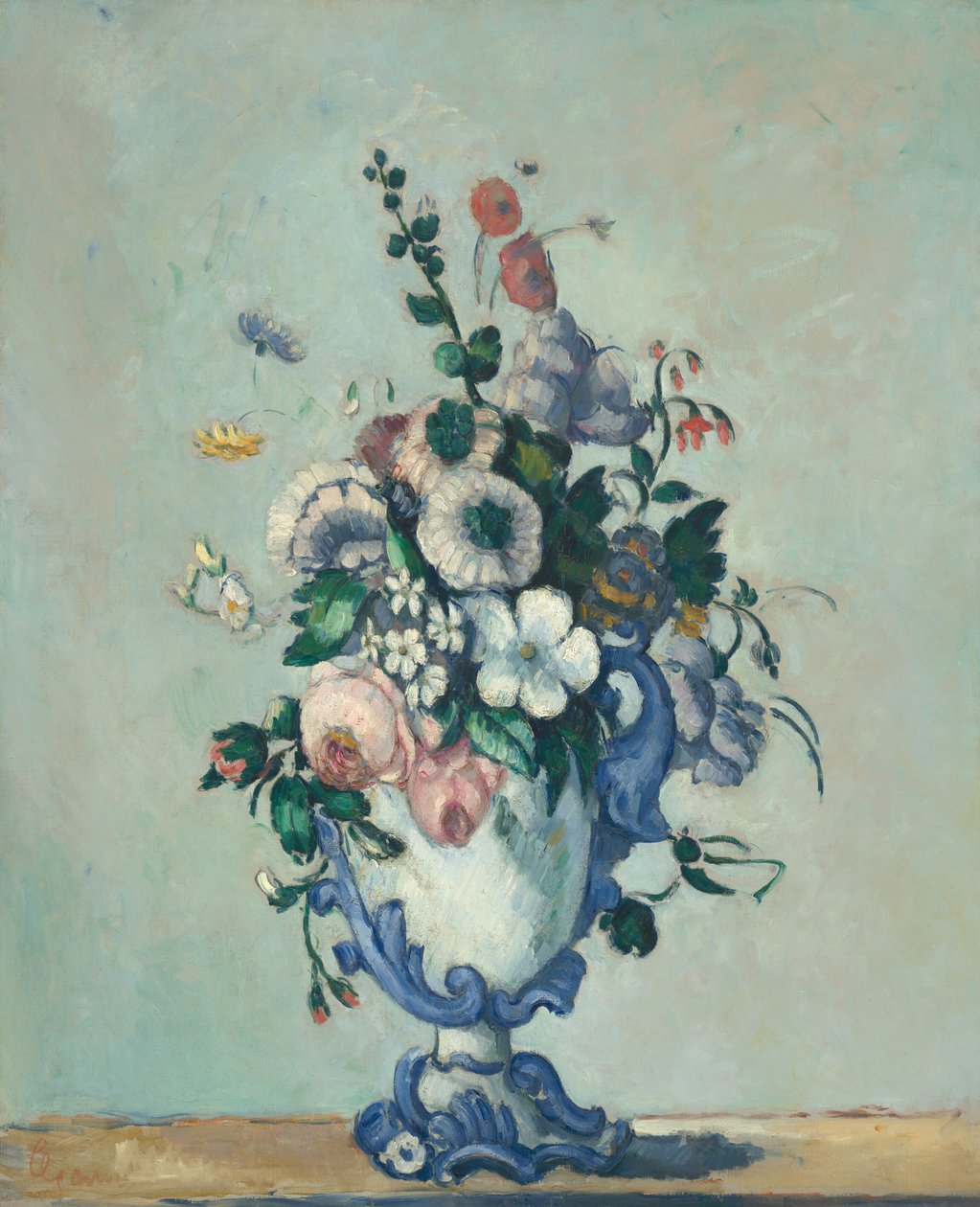 Bloemen in een Rococo Vaas, ca. 1876 door Paul Cézanne