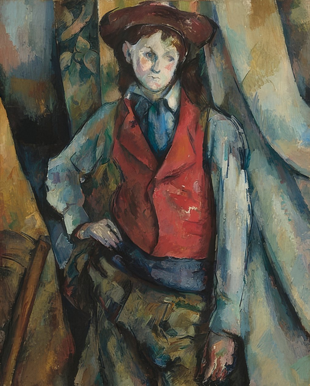 Jongen in rood vest door Paul Cézanne