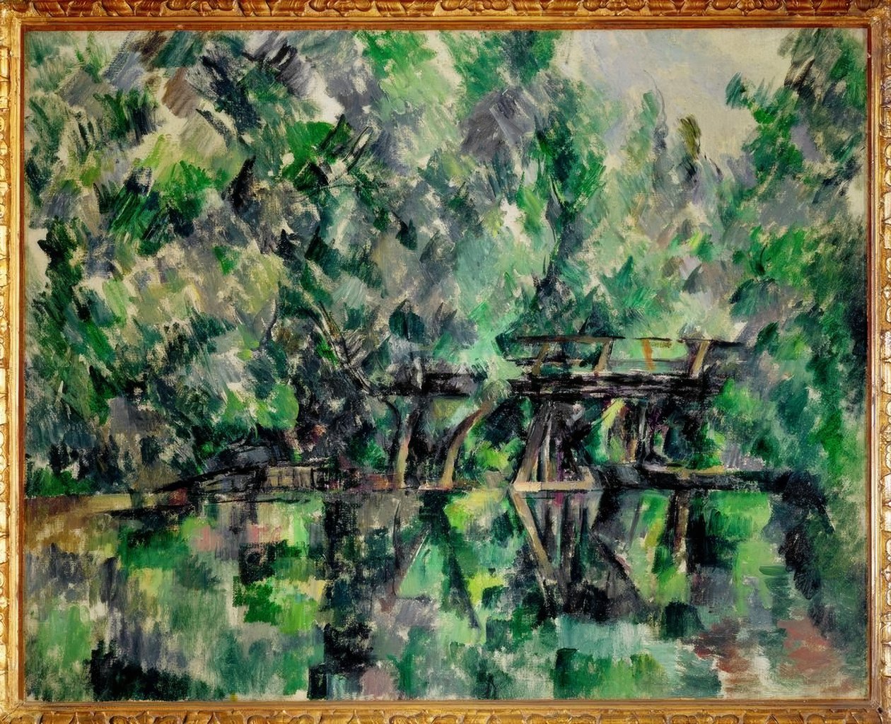 De brug over de vijver door Paul Cézanne