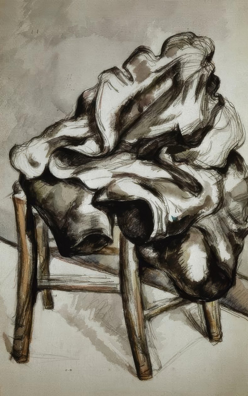 Mantel op een stoel door Paul Cézanne