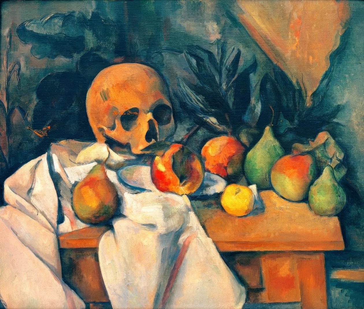 Stilleven met schedel door Paul Cézanne
