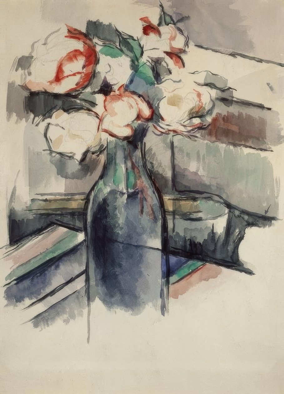 Rozen in een fles door Paul Cézanne