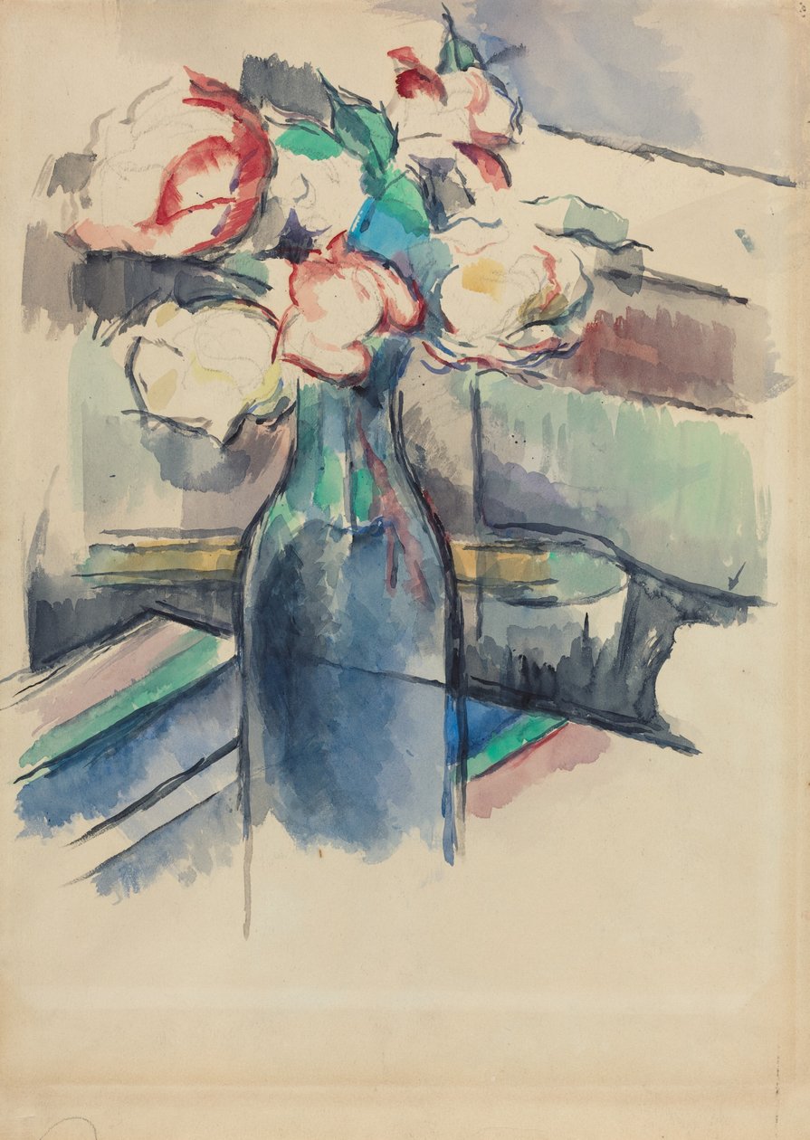 Rozen in een fles [recto] door Paul Cézanne