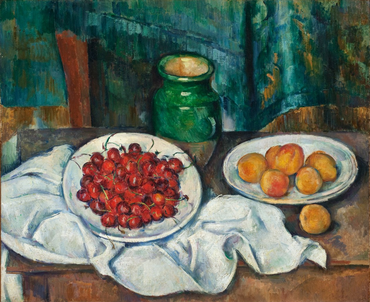 Stilleven met kersen en perziken, 1885-7 door Paul Cézanne