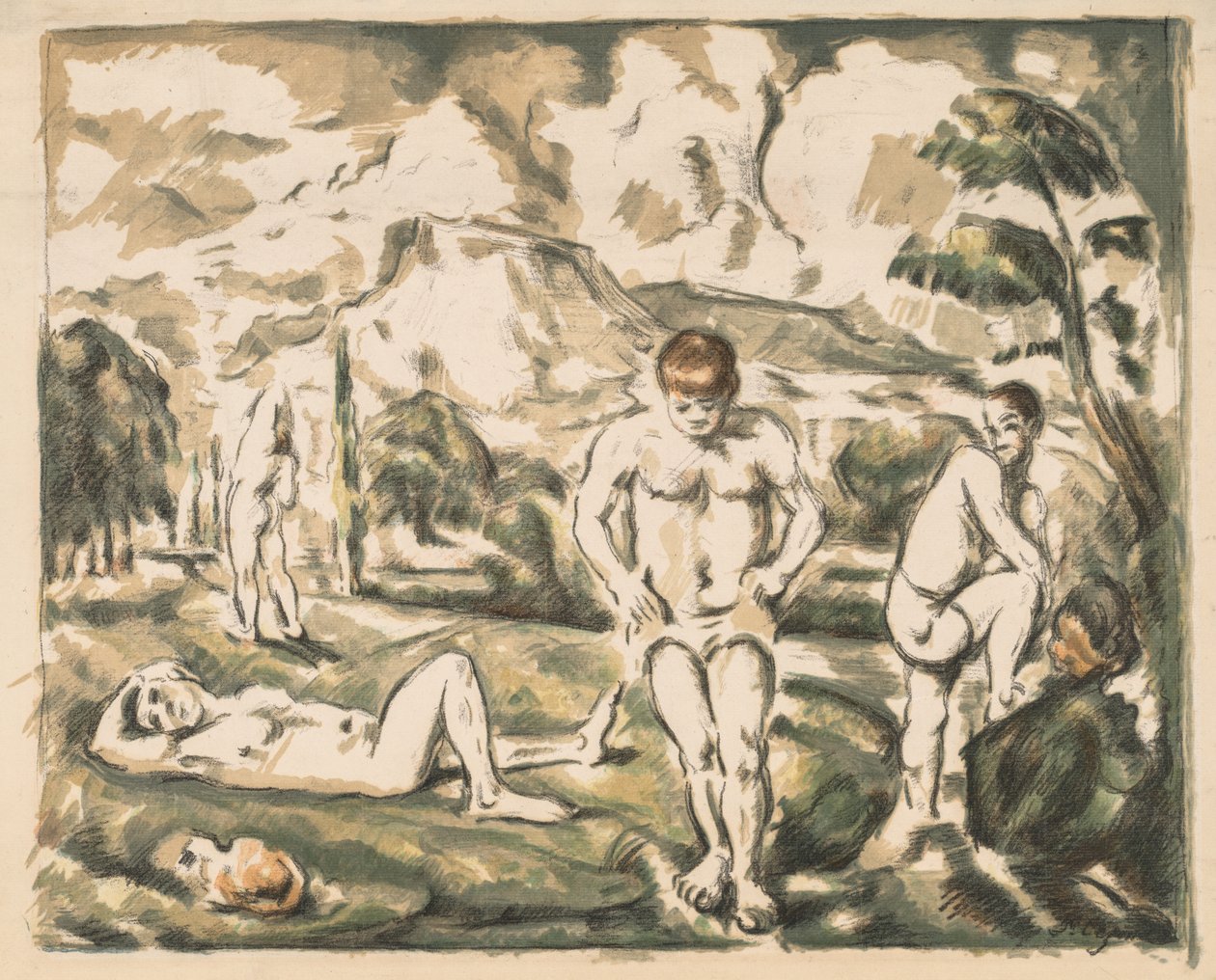 De Baders (Grote Plaat) door Paul Cézanne