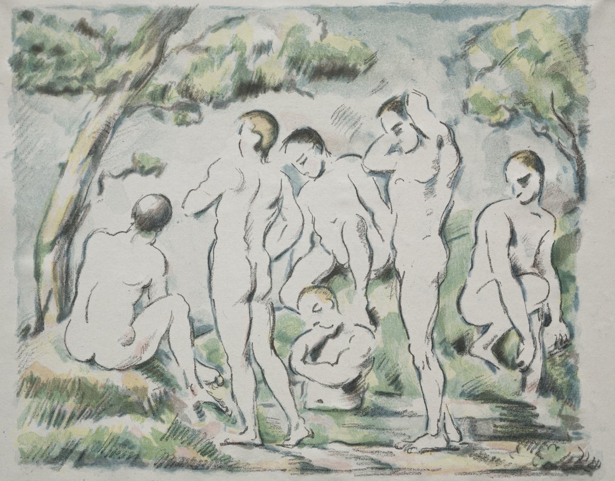 De Baadsters door Paul Cézanne