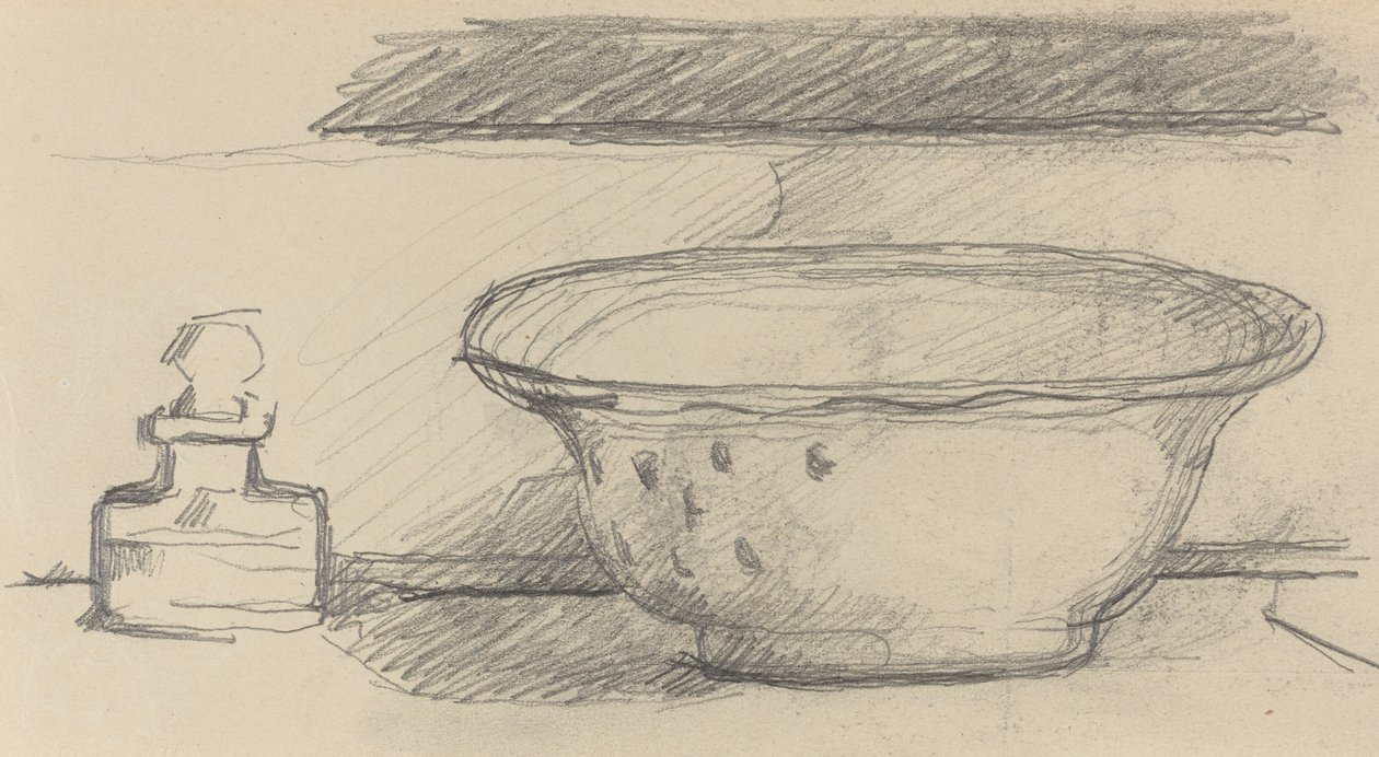 Wastafel en geur fles [recto], 1877-1881 door Paul Cézanne