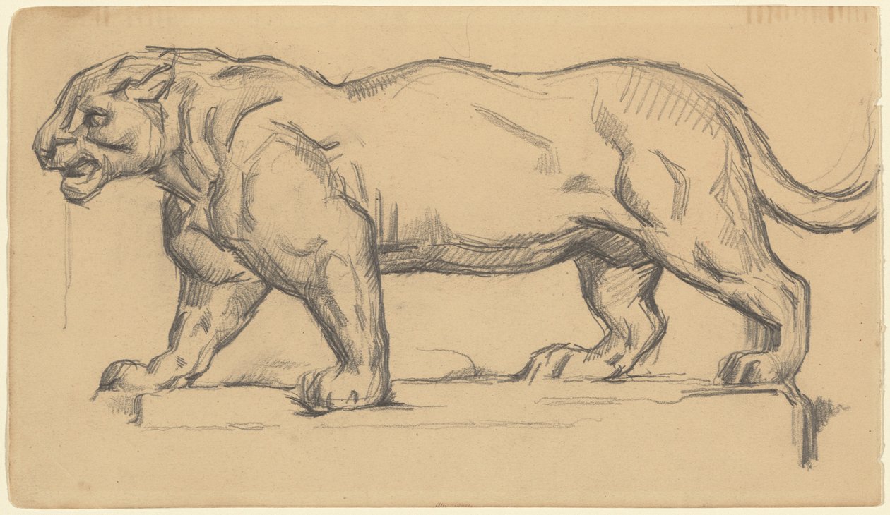 Jaguar door Paul Cézanne after Antoine Louis Barye