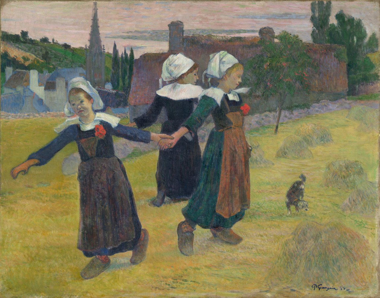 Bretonse meisjes dansen, Pont-Aven door Paul Gauguin