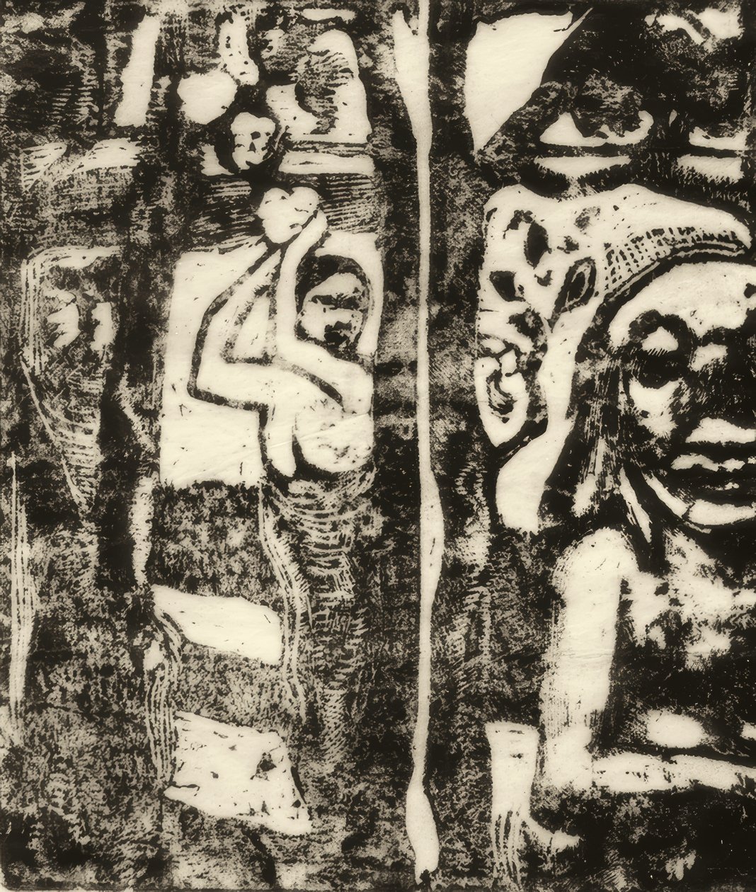 Vrouw die fruit plukt en Oviri door Paul Gauguin