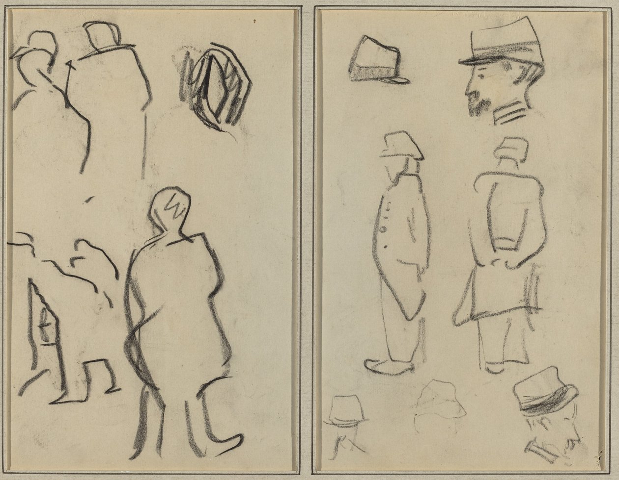 Figurenstudies; Studies van Soldaten [verso] door Paul Gauguin