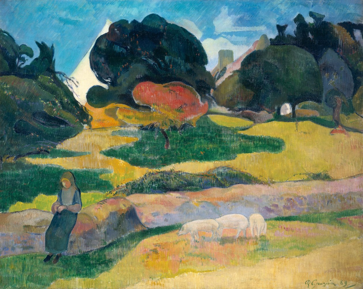 Meisje dat Varkens Hoedt, 1889 door Paul Gauguin