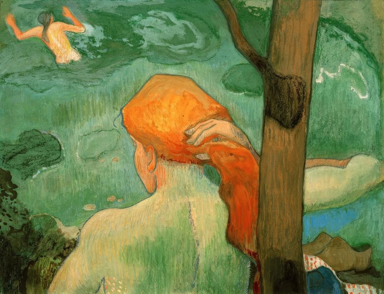 Het baden door Paul Gauguin