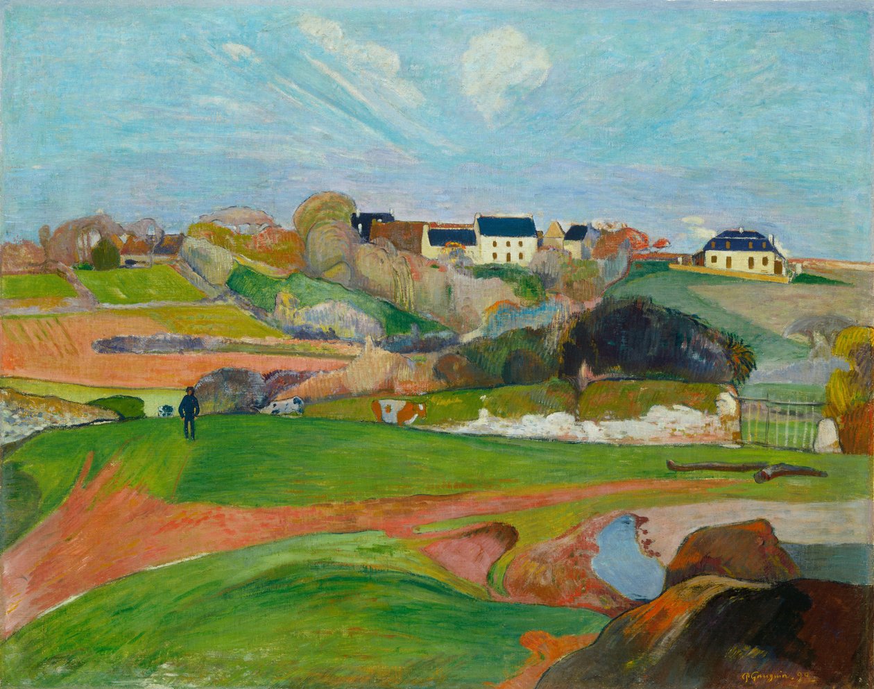 Landschap bij Le Pouldu door Paul Gauguin