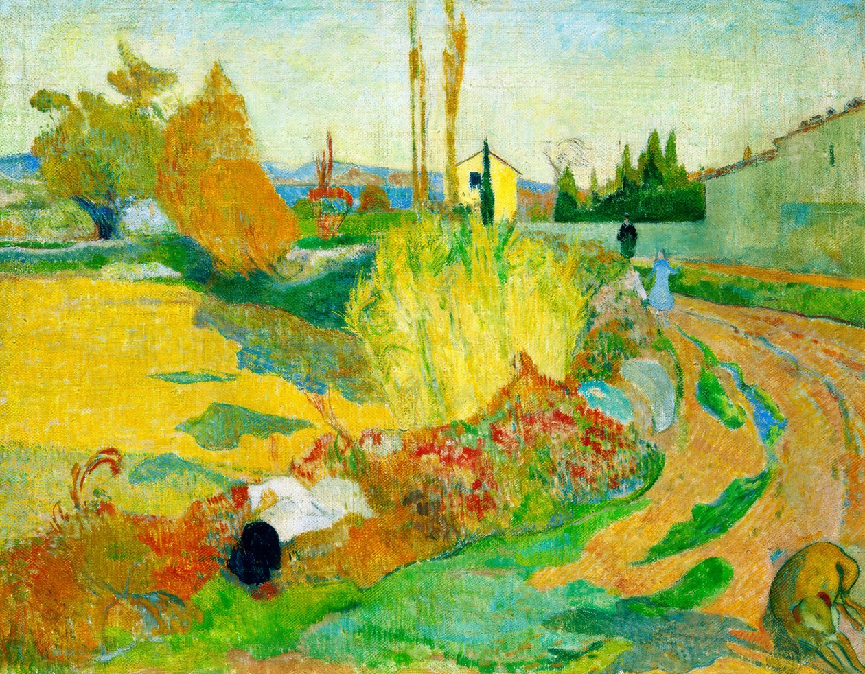 Landschap bij Arles (Weg bij het Roubinele-Roi-kanaal) door Paul Gauguin