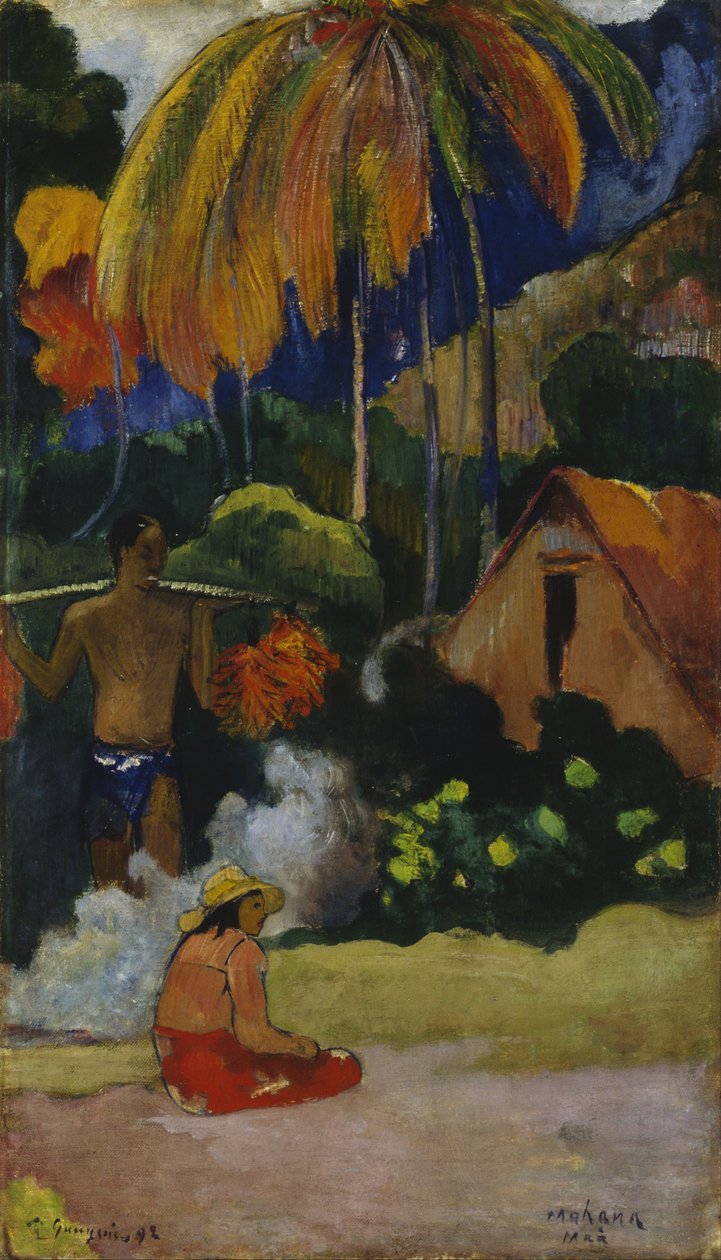 Mahana Maà Landschap in Tahiti door Paul Gauguin