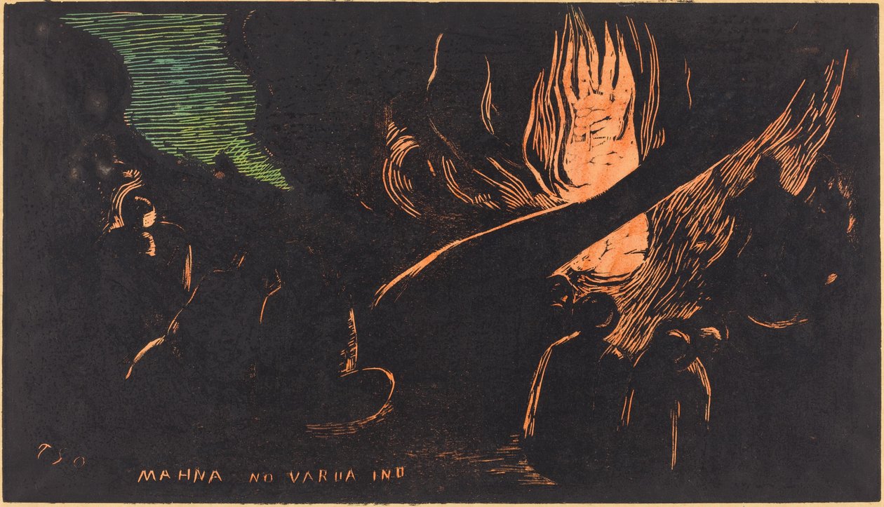 Mahna no Varua Ino (De Duivel Spreekt) door Paul Gauguin