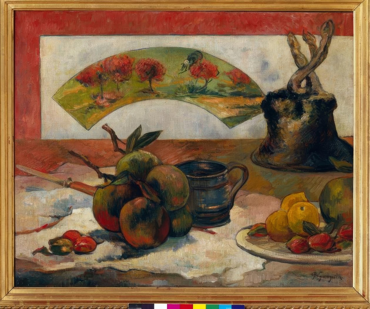 Stilleven met waaier door Paul Gauguin