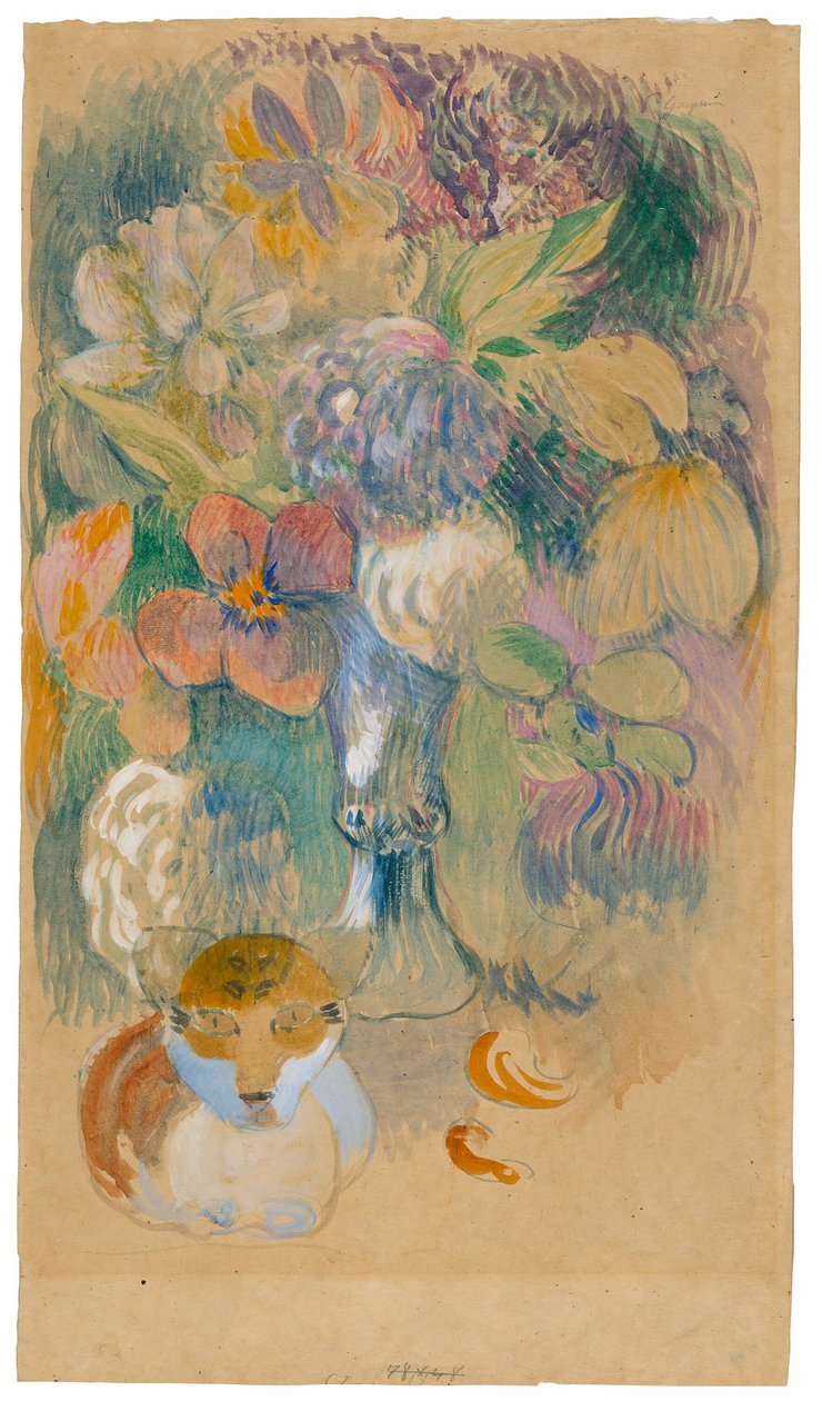 Stilleven met Kat door Paul Gauguin