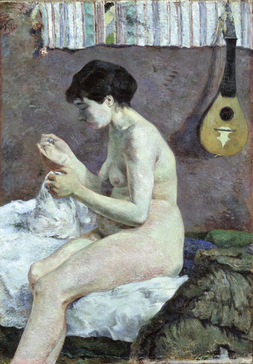 Studie van een naakte Suzanne die naait door Paul Gauguin