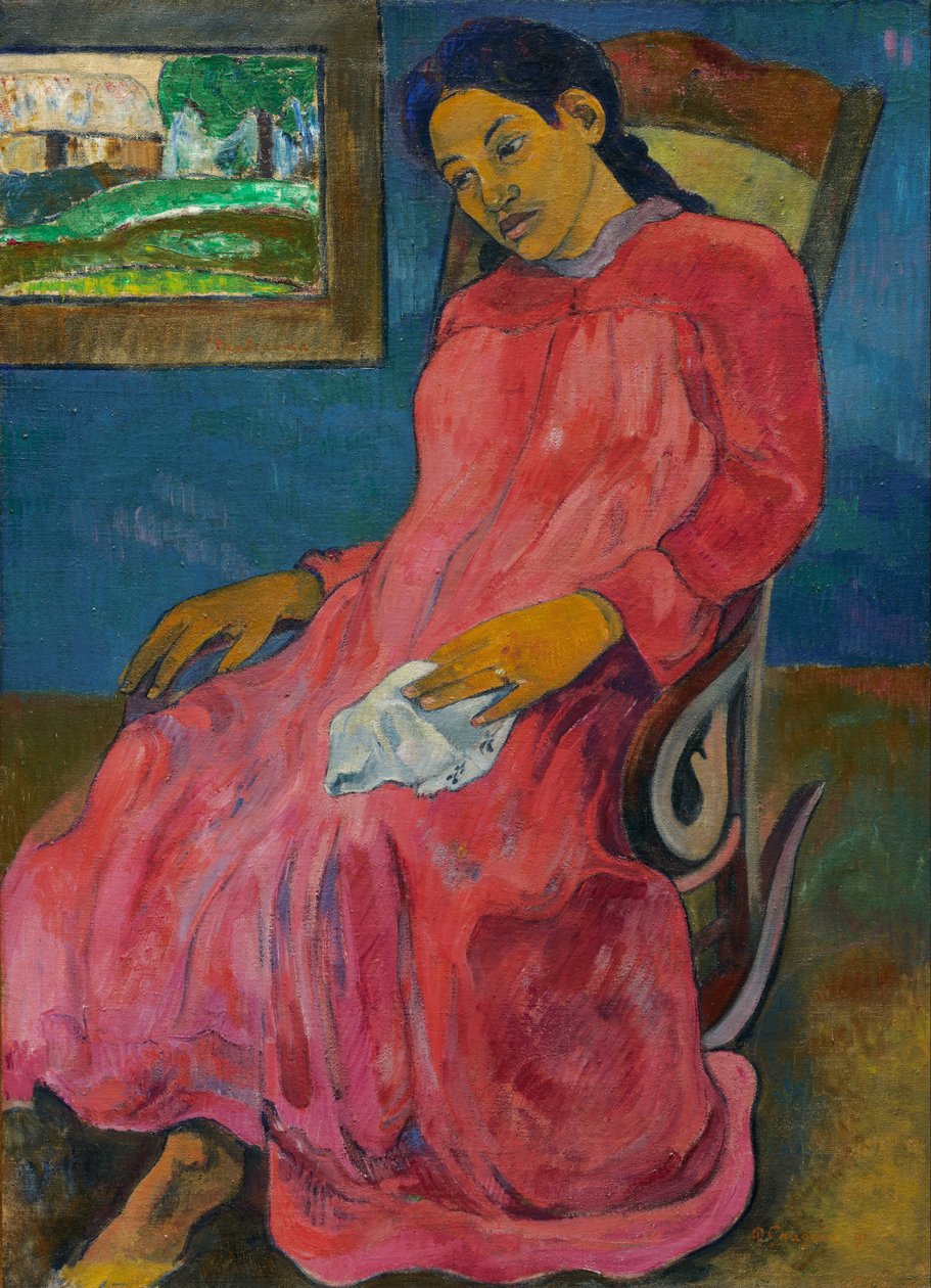 Tahitiaans:  Faaturuma Melancholisch door Paul Gauguin