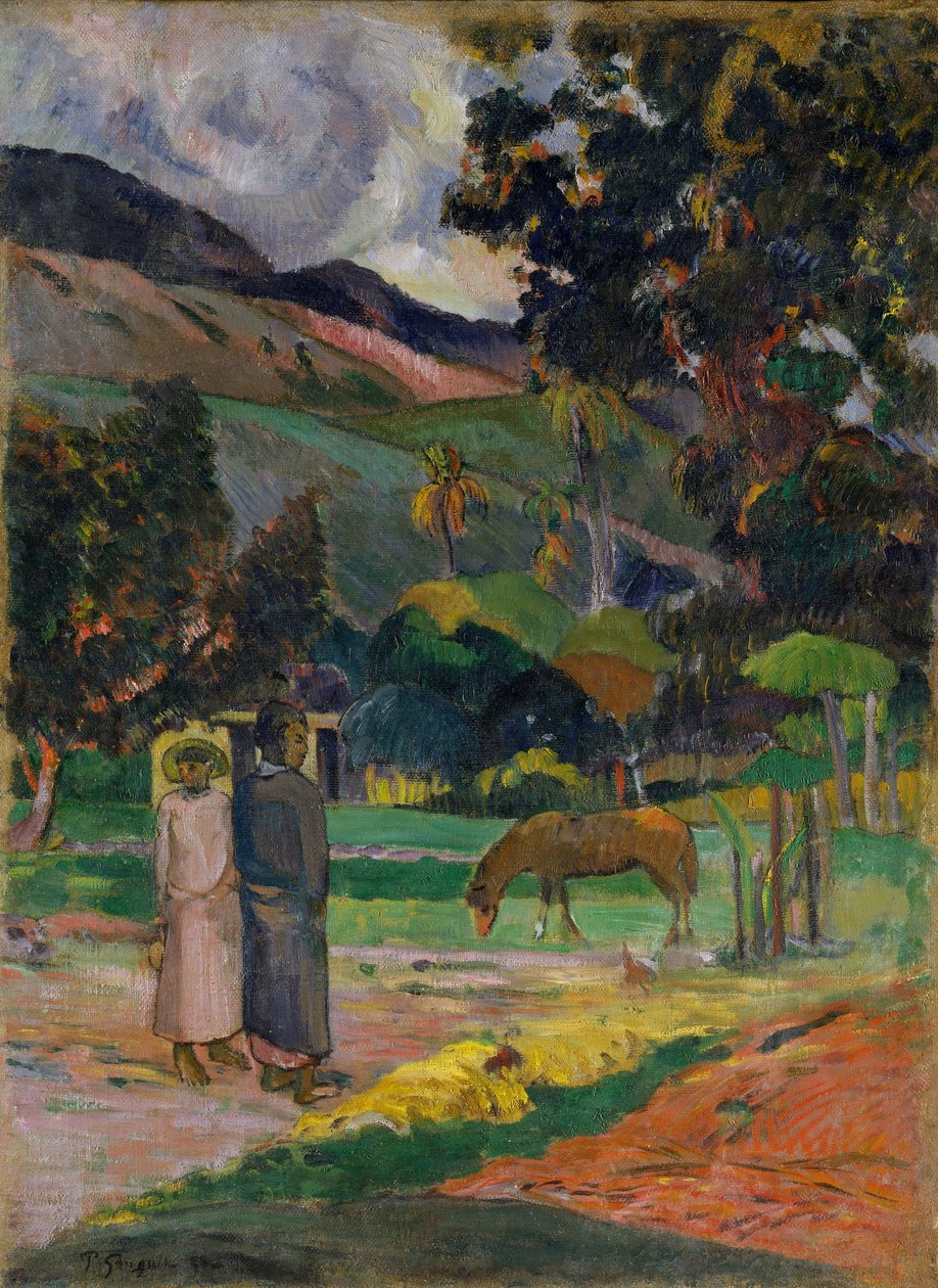 Tahitisch Landschap door Paul Gauguin