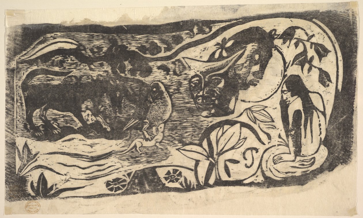Houtsnede met een Gehoofd Hoofd, 1898-99 door Paul Gauguin