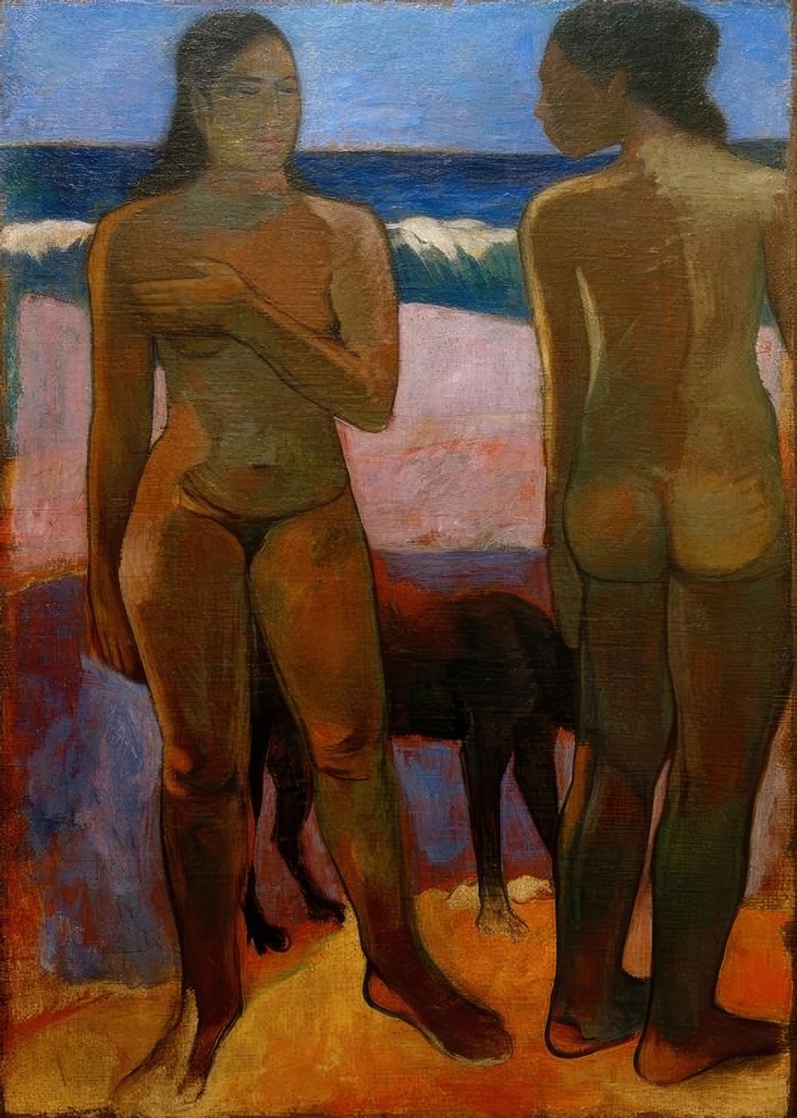 Twee Tahitiaanse vrouwen op het strand door Paul Gauguin