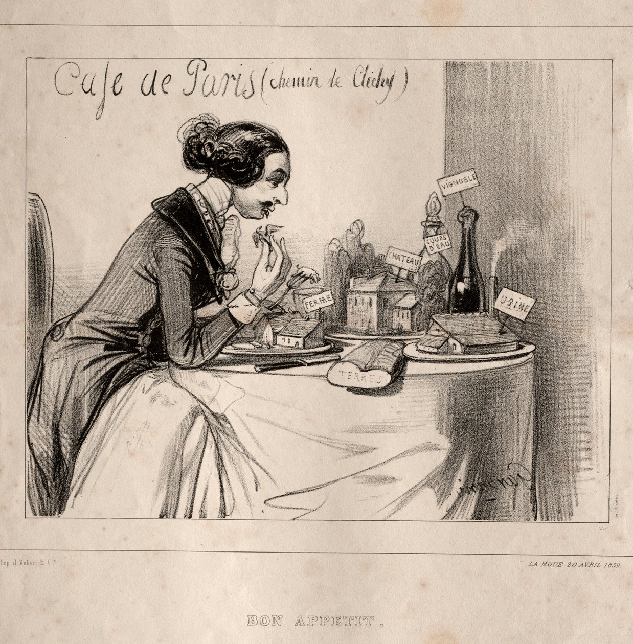 Croquis Fantastique: Bon Appetit, 1839 door Paul Gavarni