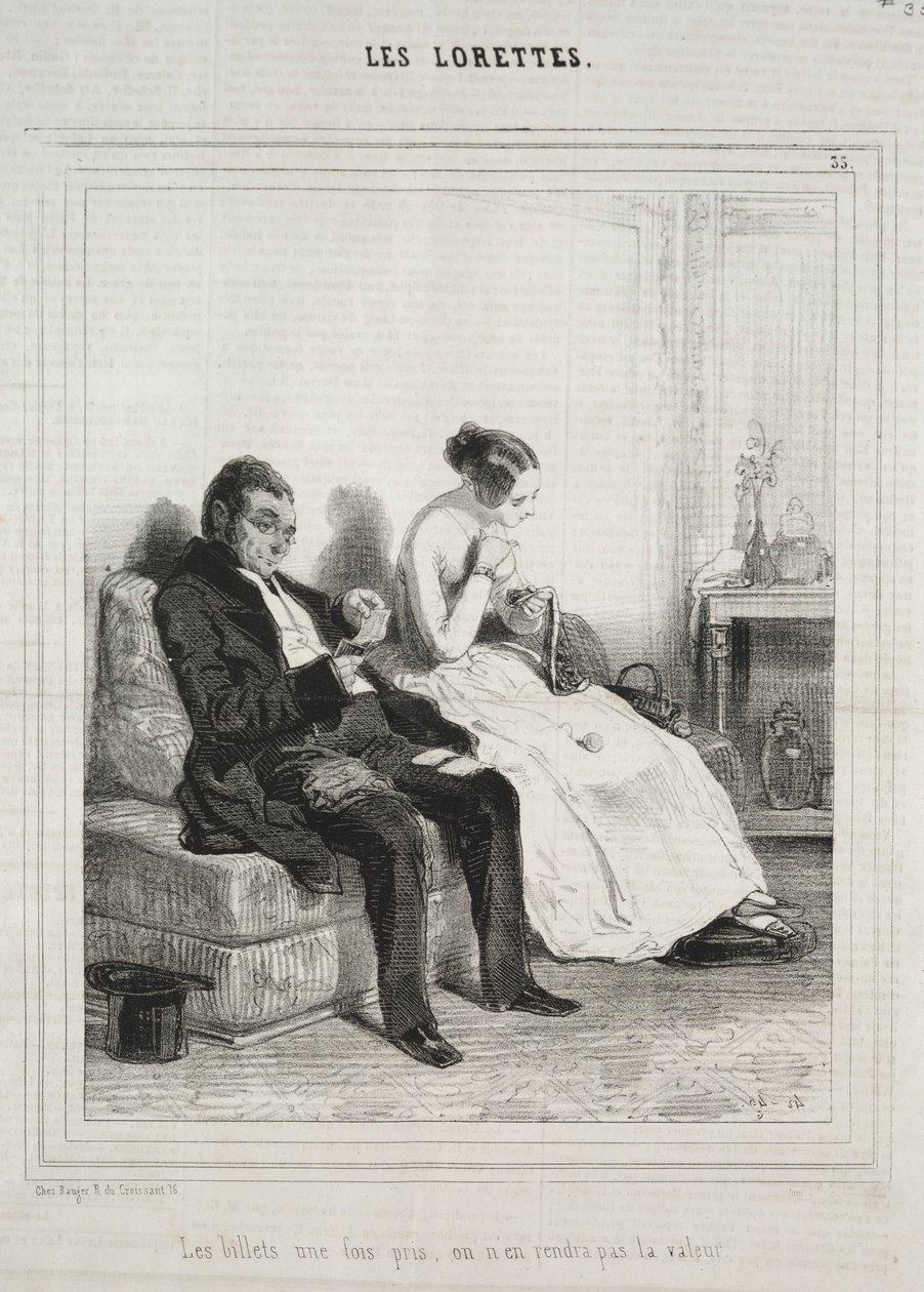 Les Lorettes, 1842 door Paul Gavarni