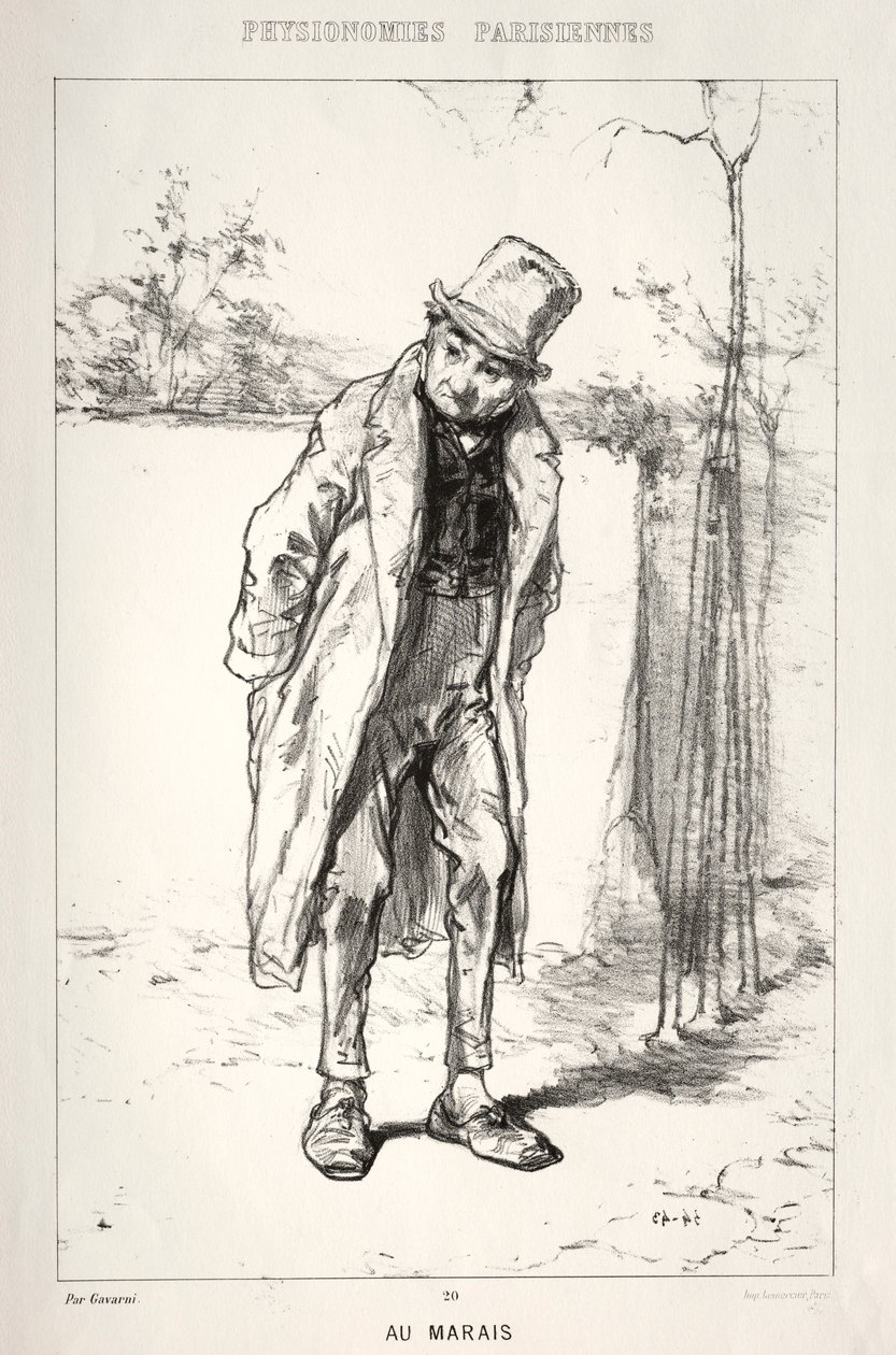 Physionomies Parisienne: Au Marais, 1869 door Paul Gavarni