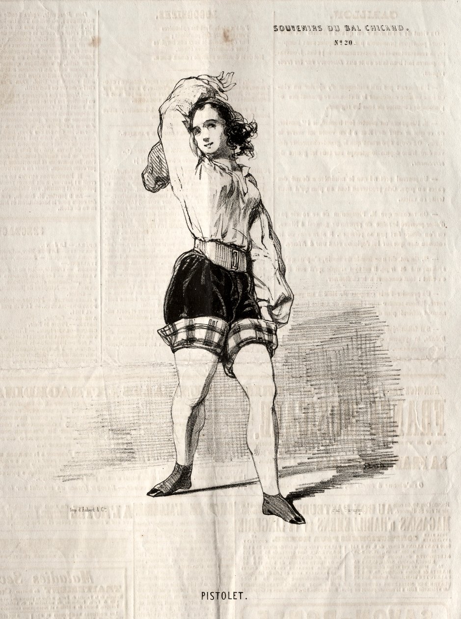 Souvenirs du Bal Chicard: Pistolet, 1843 door Paul Gavarni