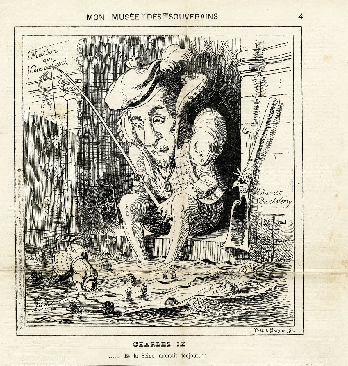 Karikatuur van Charles IX in Le Charivari door Paul Hadol