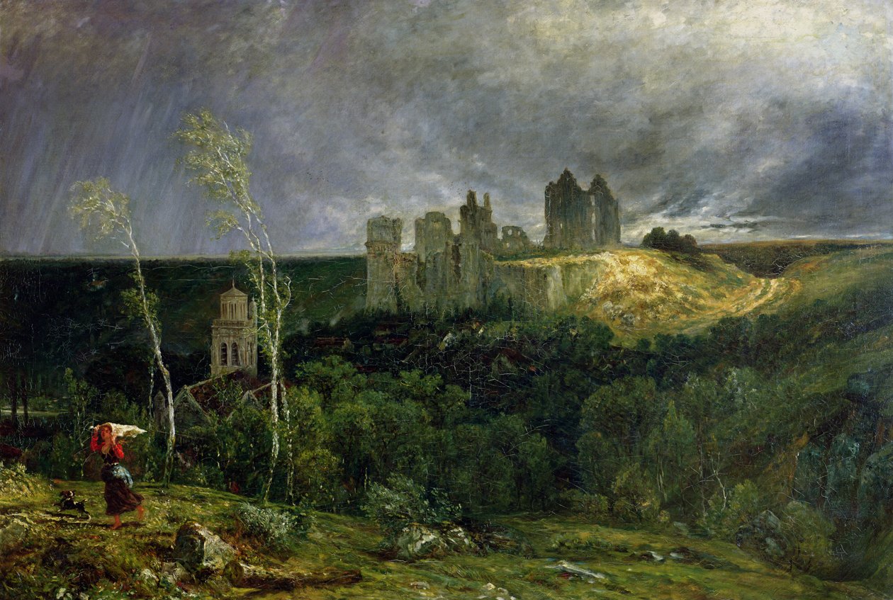 De Ruïnes van Chateau de Pierrefonds, 1861 door Paul Huet