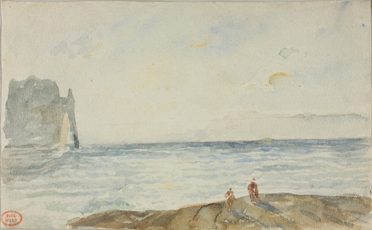 Uitzicht op Étretat door Paul Huet
