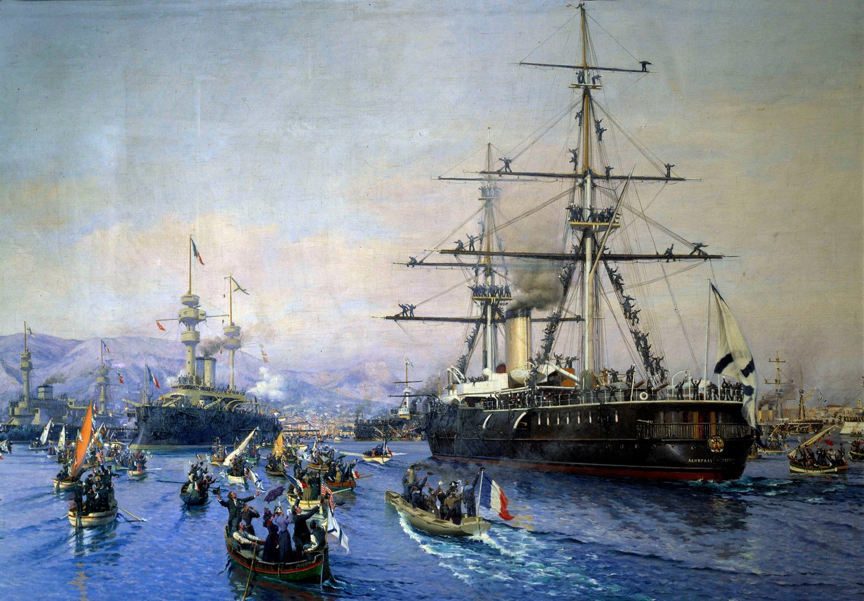 Aankomst van het Russische squadron in Toulon door Paul Jobert