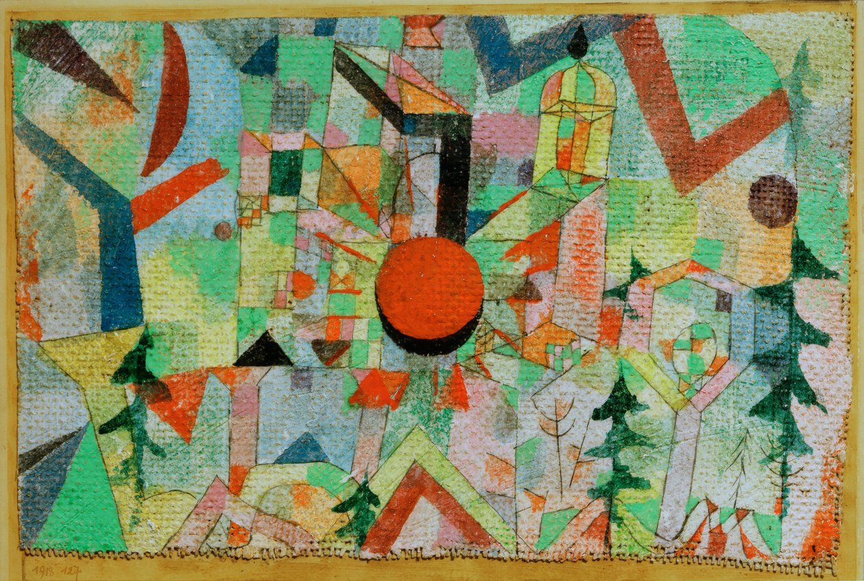 Kasteel met ondergaande zon door Paul Klee