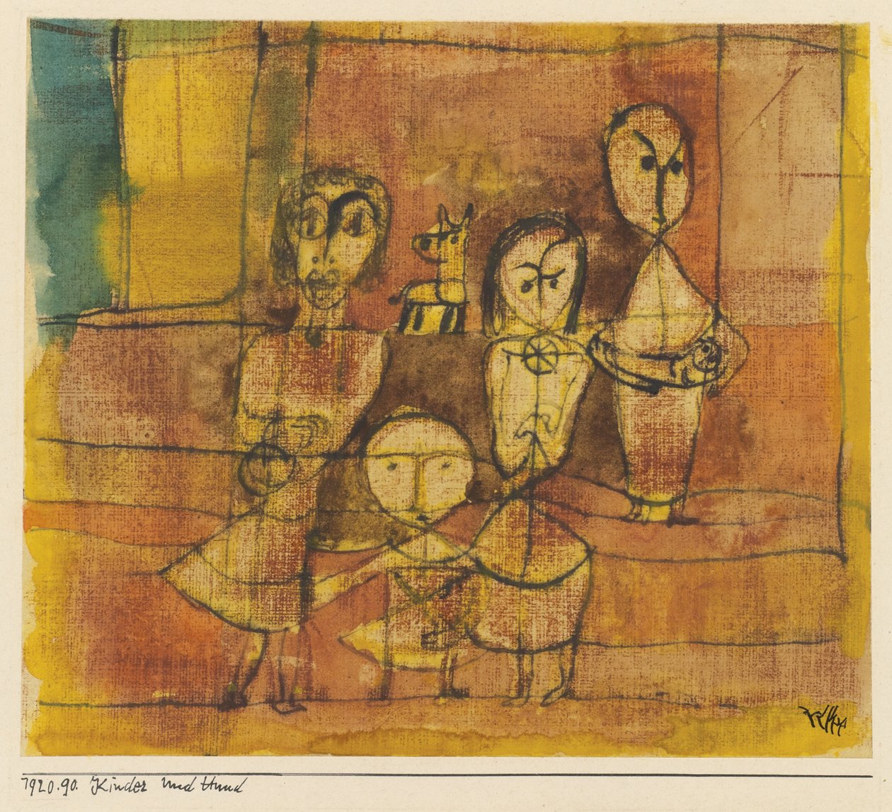 Kinderen en hond, 1920 door Paul Klee