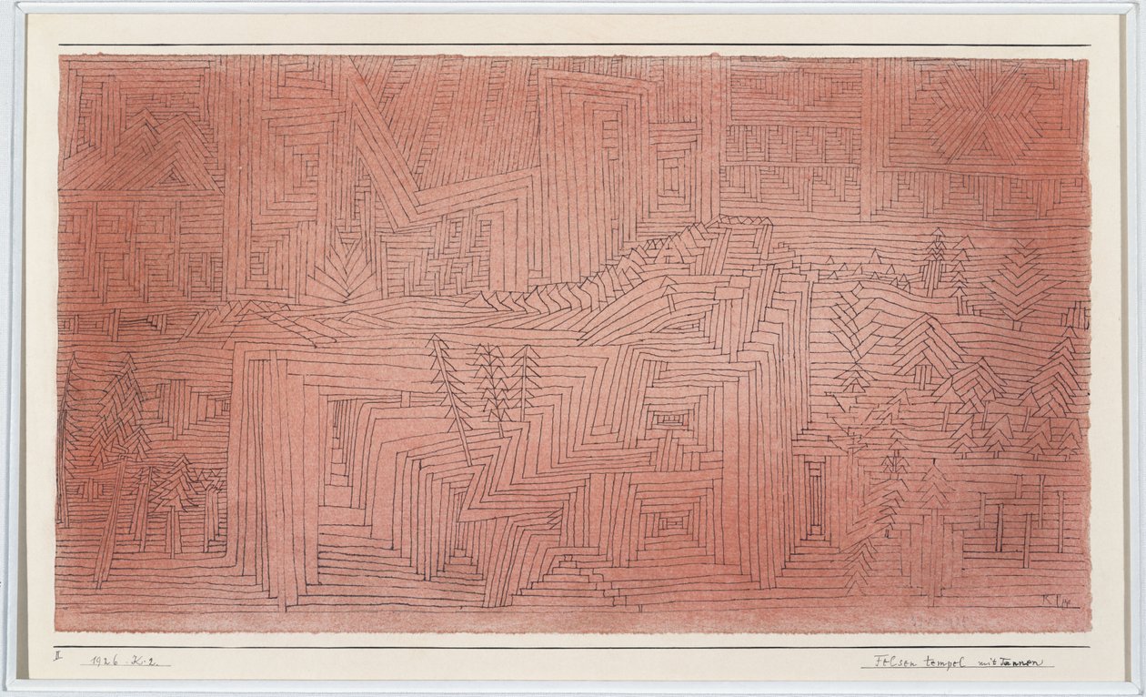 Klooftempels met Sparren door Paul Klee