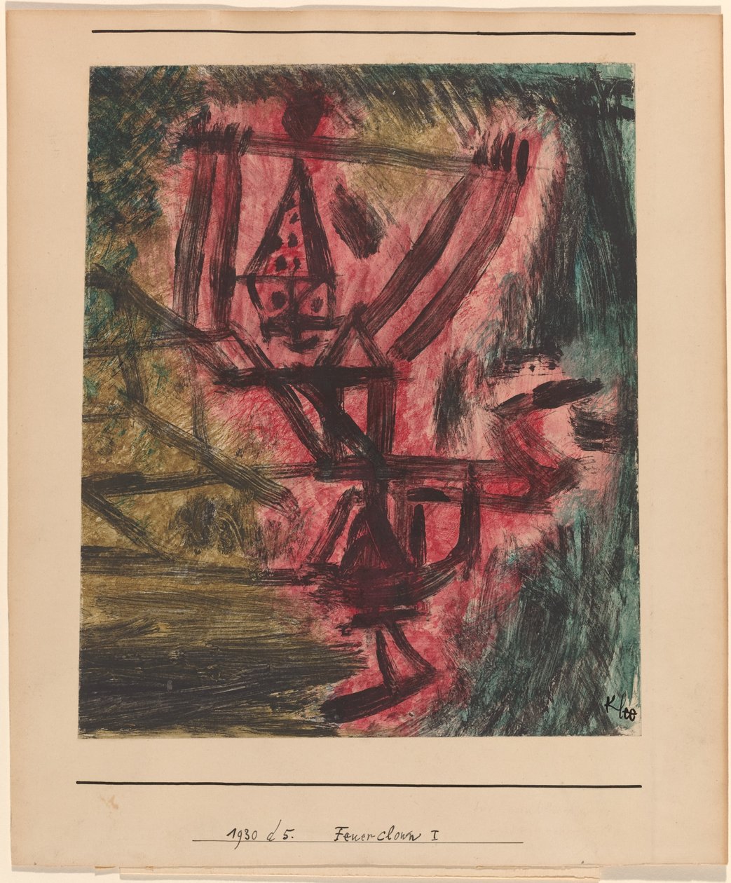 Feuer Clown I (Vuur Clown) door Paul Klee