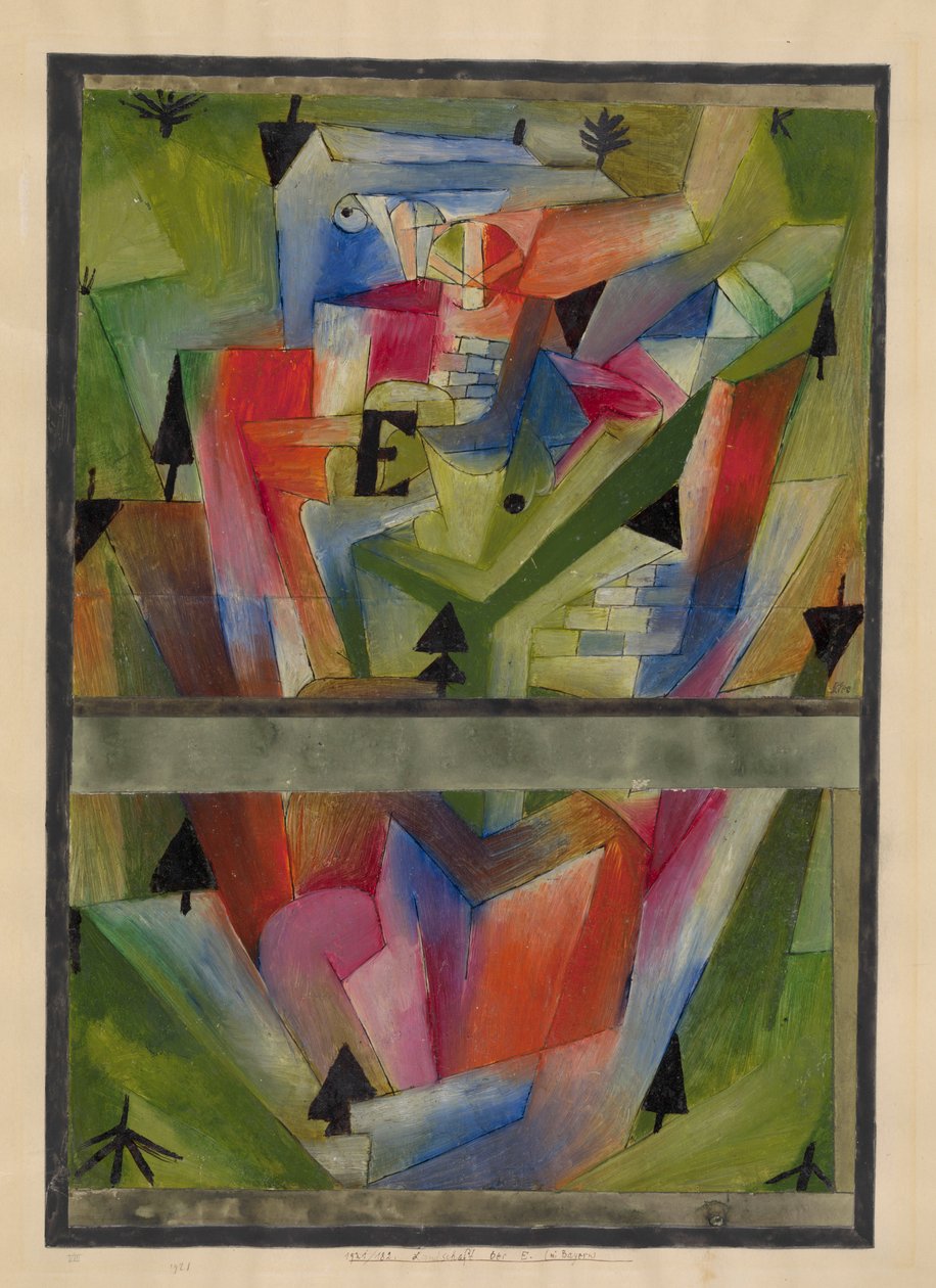 Landschap bij E. in Beieren, 1921 door Paul Klee