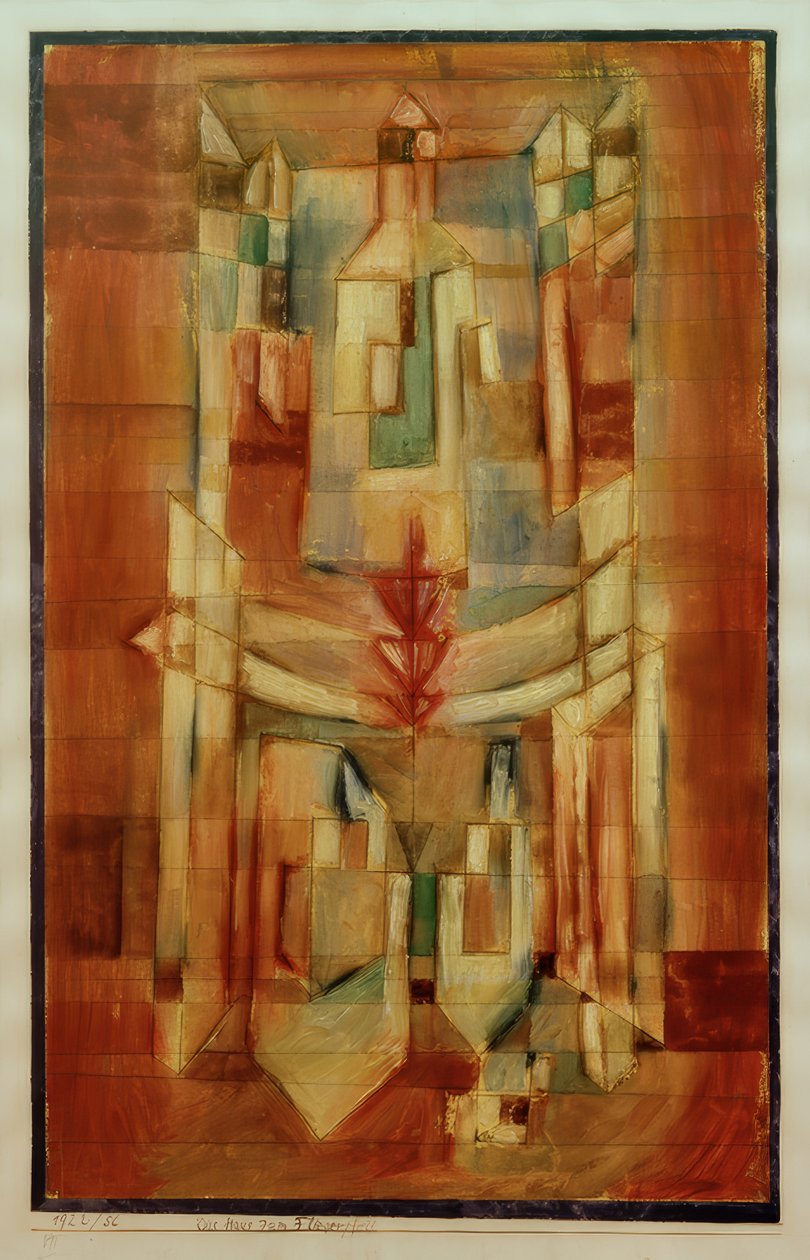 P. Klee, Het huis van de vliegerpijl / Schilderij, 1922 door Paul Klee