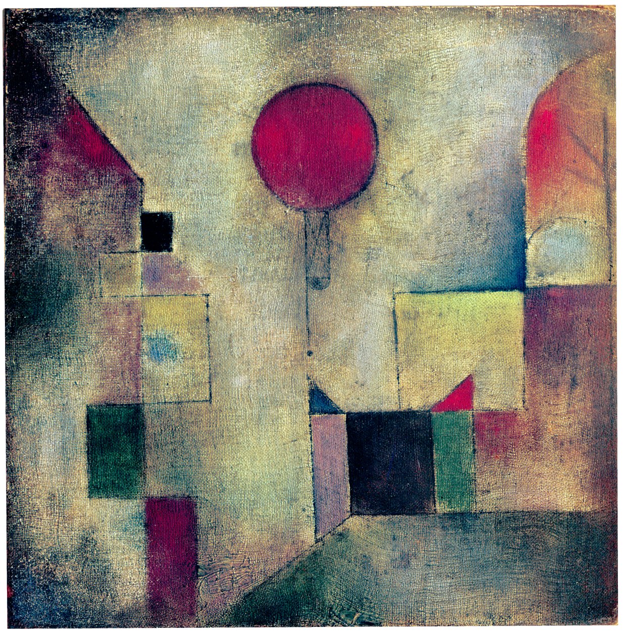 Rode ballon, 1922 door Paul Klee