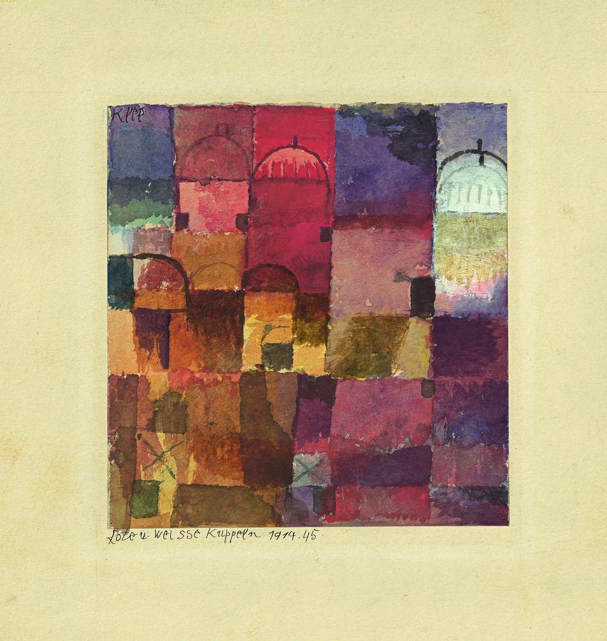 Rode en Witte Koepels, 1914 door Paul Klee