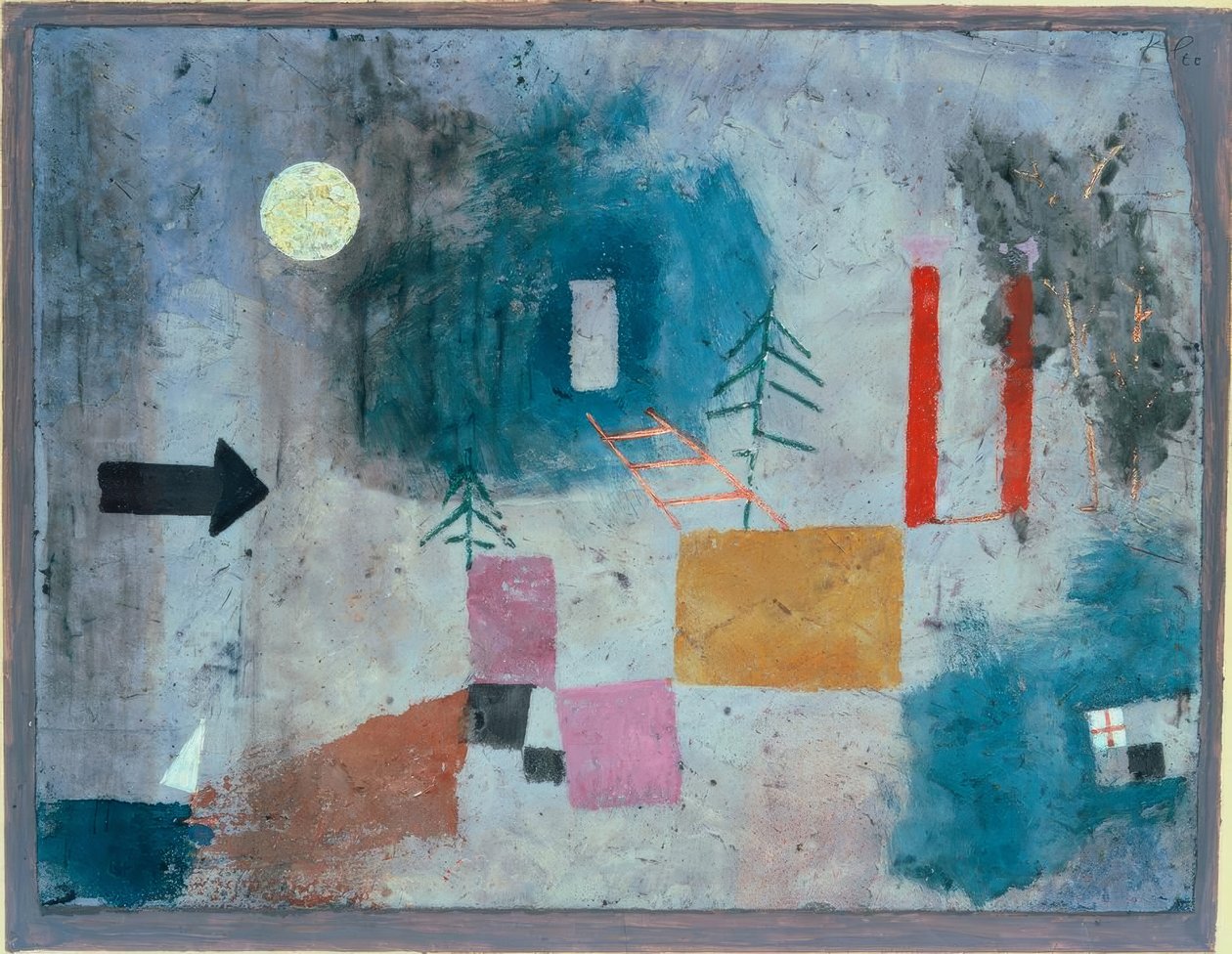 Rode zuilen voorbijgaand door Paul Klee