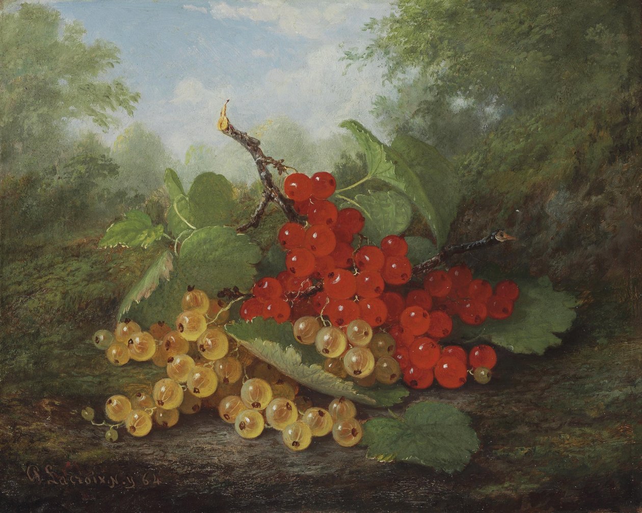 Stilleven met rode en witte bessen door Paul Lacroix