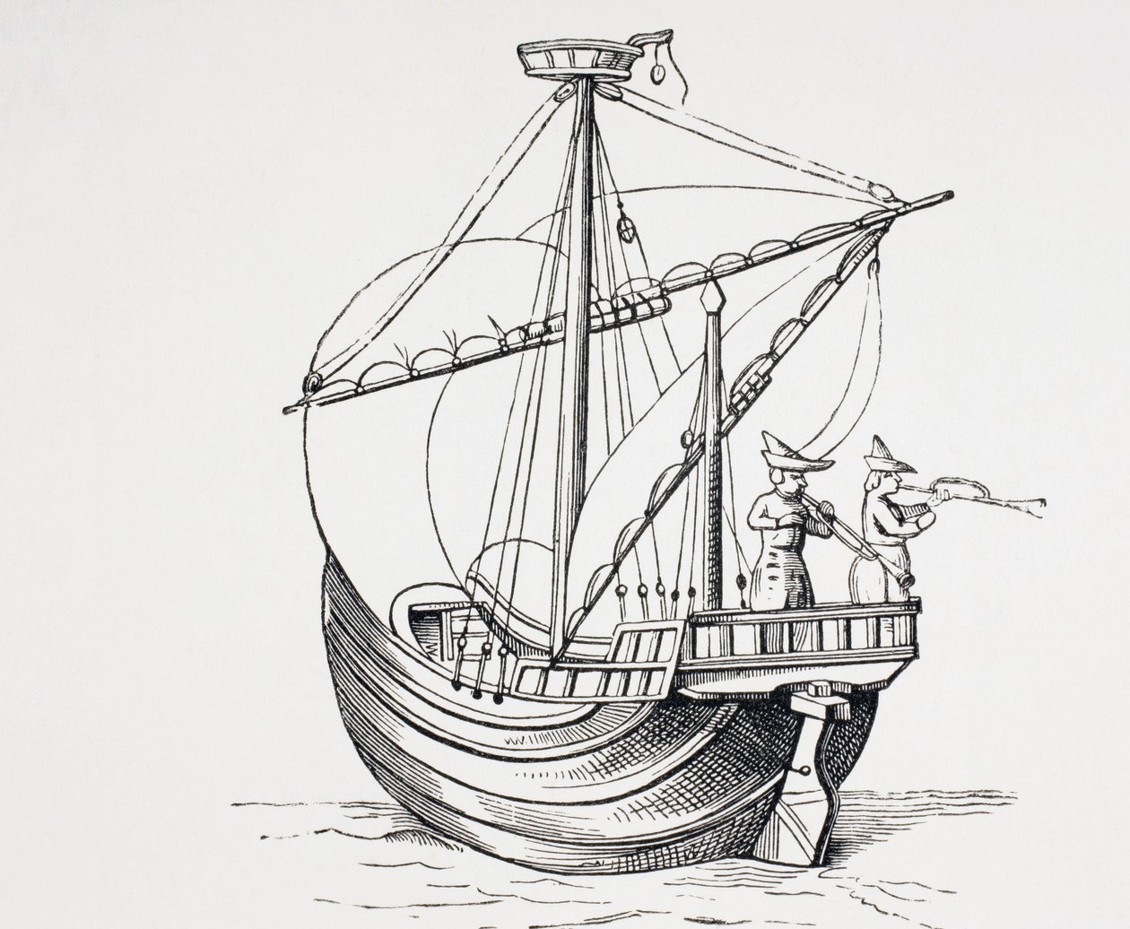 Een 15e eeuws zeilschip. door Paul Lacroix
