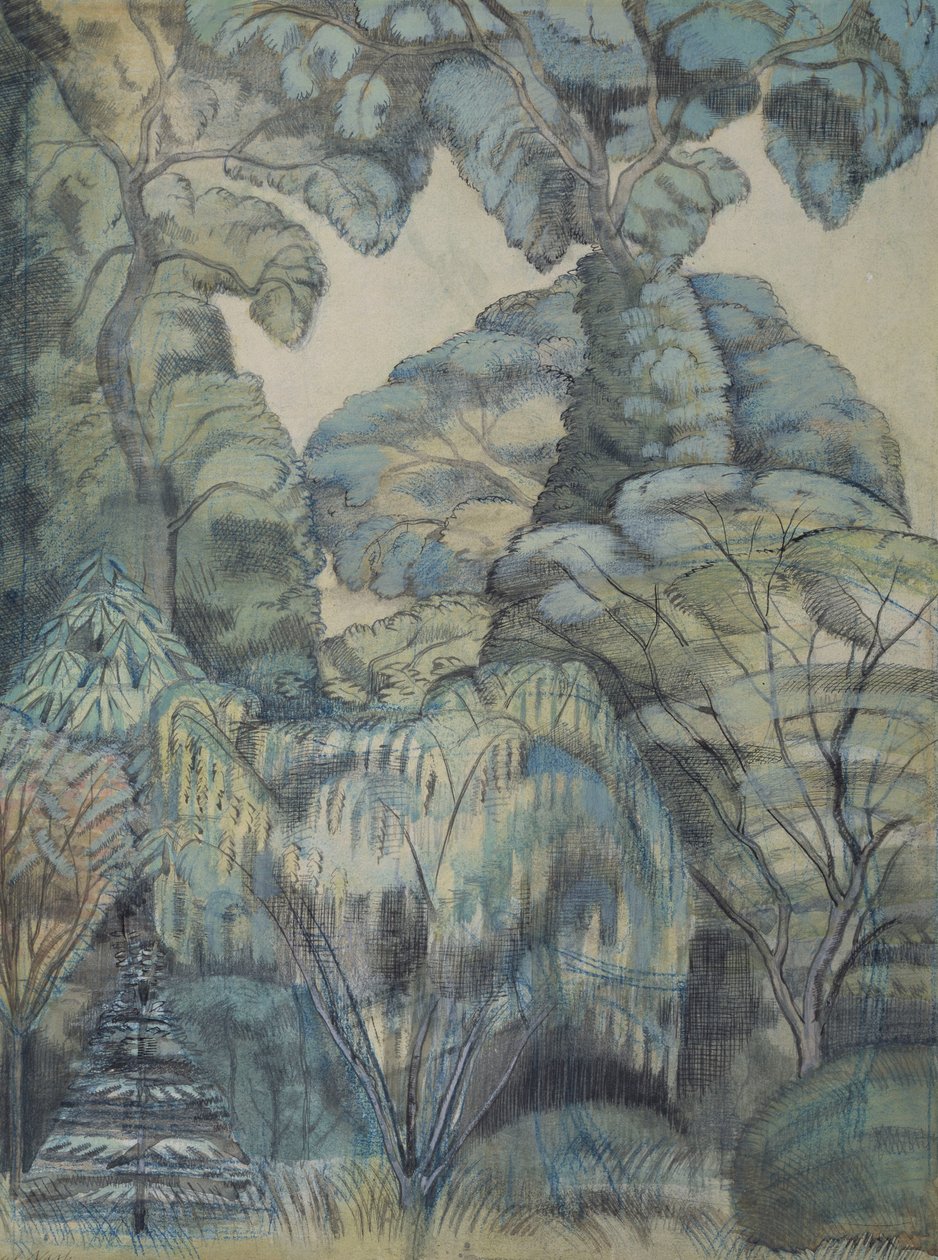 Bomen in Vogel Tuin, Iver Heath door Paul Nash