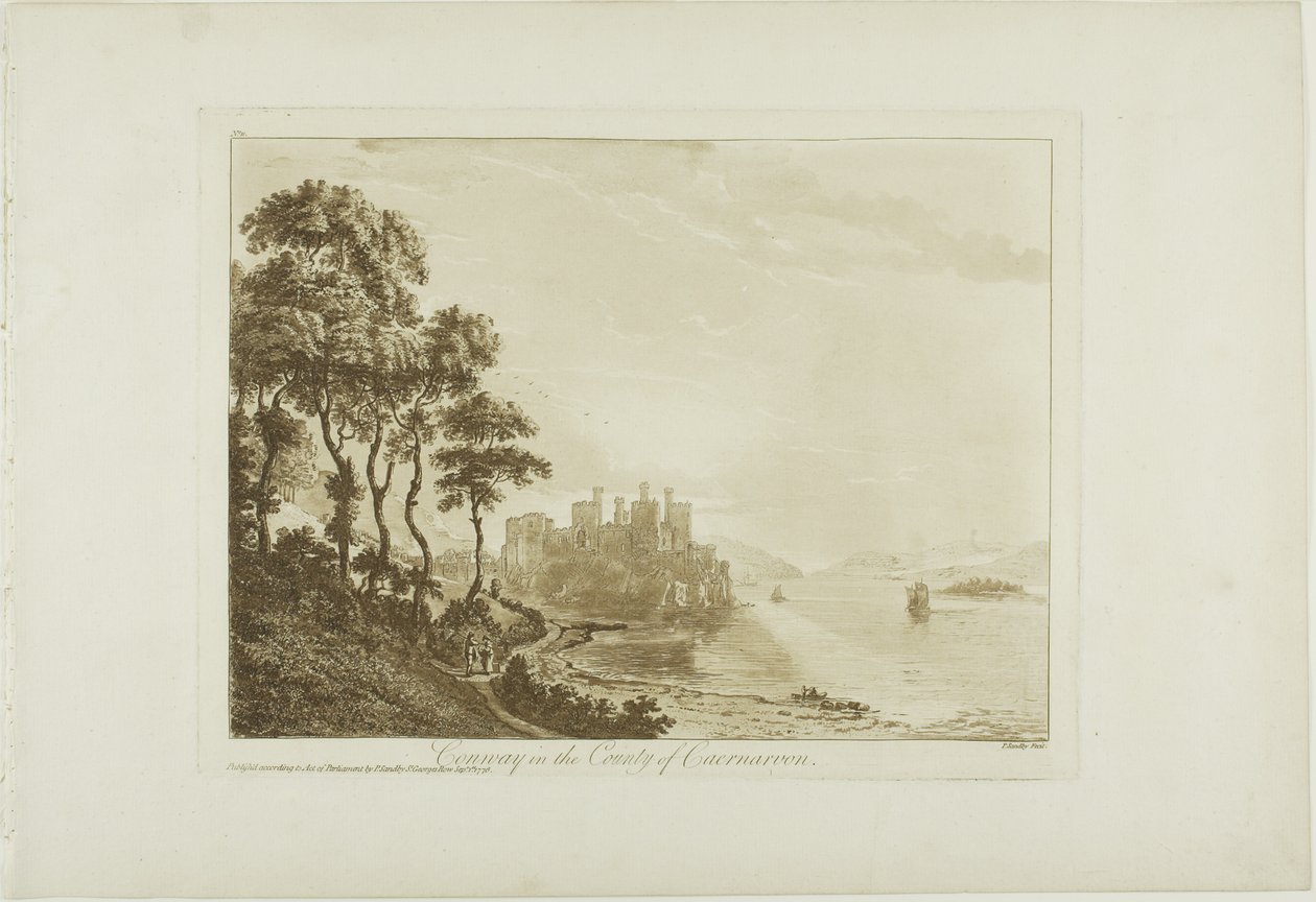 Conway in het graafschap Caernarvon door Paul Sandby